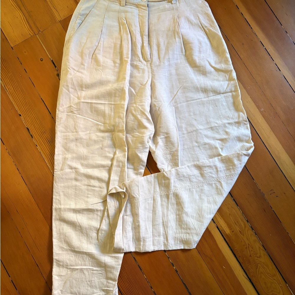 Vintage Lightweight Cream Linen Trousers
